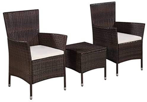 vidaXL Bistro Set Poly Rattan Braun Balkonset Gartenmöbel Sitzgruppe Terrasse