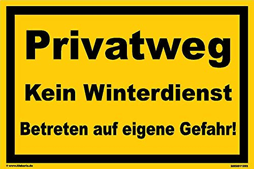 Privatweg Schild – Kein Winterdienst, Warnschild wetterfest & langlebig (20 x 30 cm)