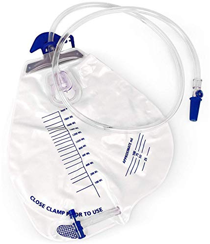 McKesson Pack of 20 Urinary Drainage Bag with Anti-Reflux Drip Chamber 2000 ml. 48 Inch Sterile Drainage Tube. Urinary Catheter Bag. Disposable System for Incontinence Care. Urine Collection Bag.