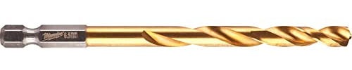 Milwaukee Shockwave Metal Drill Bit HSS-G Red Hex Titanium 1/4 Inch 6.5 x 107 mm