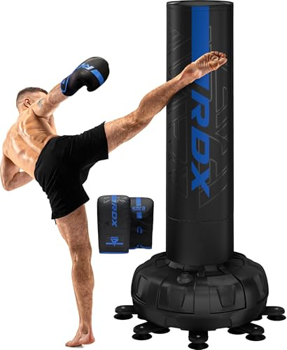RDX 6FT 330LB Boxsack Stehend Erwachsene, Trainingshandschuhe und Überzug Set XXL Freistehender Standboxsack Boxing mit Saugfuß Freestanding Punch Bag für MMA Kickboxen Kampfsport Boxpartner Muay Thai