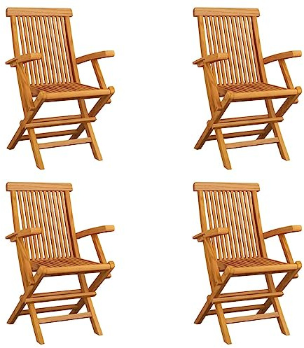 vidaXL Hopfällbara trädgårdsstolar 4 st massiv teak