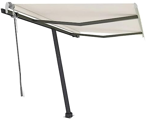 vidaXL Standmarkise Einziehbar Handbetrieben Markise Sonnenmarkise Balkonmarkise Sonnenschutz Gelenkarmmarkise Terrasse Garten 350x250cm Creme