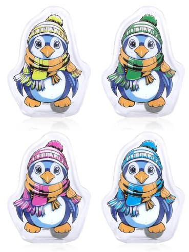 COM-FOUR® 4X Calentadores de Bolsillo Reutilizables - Calentadores de Manos con Motivo de pingüino - Almohadilla térmica para días fríos y para Viajes - cojín térmico (04 Piezas - Color pingüino)
