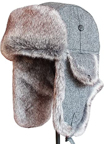 WHSPORT Winter Warmer Trapper Hut Winter Hut Ohrenschützer Trapper Warm Fellmütze Trappermütze Bomber Hut Unisex Fliegermütze (Color : Gray, Size : 60-62CM/23.62-24.4IN)