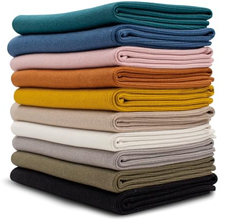 VmG-Store 10x 0,25m Bündchenstoff Set Schlauchware 95% Baumwolle, 5% Elasthan Auswahl Jersey (RIB Bunt1, 10er Set)