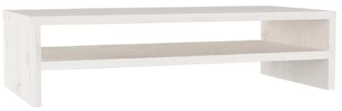vidaXL Soporte de Monitor Elevador Armario de Escritorio Pantalla Portátil Mesa Estante Exhibición Madera Maciza de Pino Blanco 50x24x13 cm
