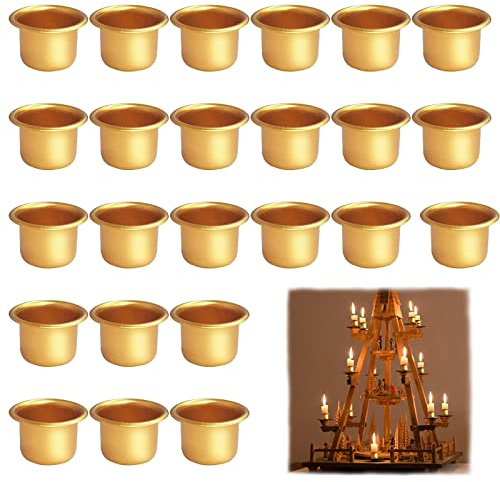 Portavelas, 30 unidades, mini portavelas, inserciones de metal, candelabros decorativos, juego de candelabros para velas de varilla, velas de árbol, velas piramidales, velas de muñecas (dorado)