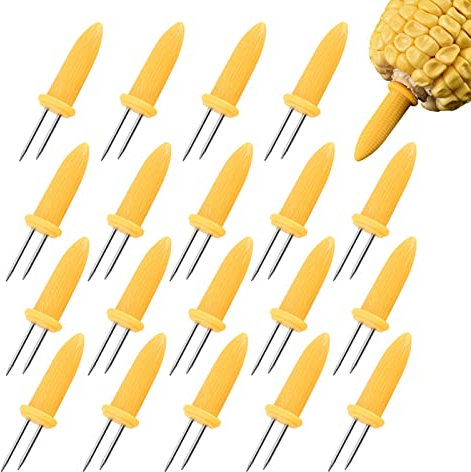dobooo 5 Pcs Porte-maïs en Acier Inoxydable - Brochettes de maïs en Acier Inoxydable sur l'épi 20PCS - Brochettes de maïs pour Porte-maïs Doux BBQ à Deux Broches