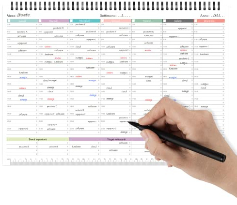 Planning hebdomadaire de table Septembre Perpétuel – Weekly Planner avec dates à remplir – Calendrier de bureau en spirale A4, 21,0 x 29,7 cm