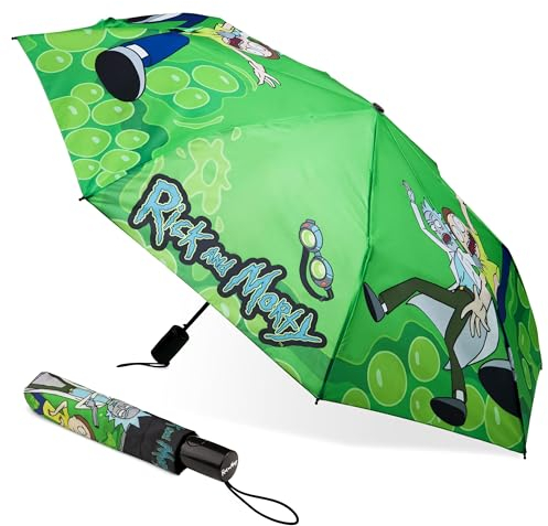 Rick and Morty Regenschirm Klein Faltbar Automatik Tasche Schulranzen Taschenschirme Leicht Kinderschirm Teenager Erwachsene