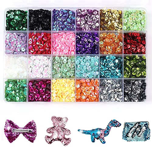 AIMEKE 30000 Stück Pailletten Basteln Set, 5 mm Pailetten mit Box, Glitzer Pailletten zum Basteln für DIY Kunsthandwerk, 24 Farben