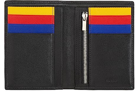 DUDU Portafoglio Uomo Slim di Vera Pelle, Piccolo e Sottile, Porta Soldi e Carte di Credito, Portacarte Compatto con Cerniera Zip Interna, Design Minimal Nero