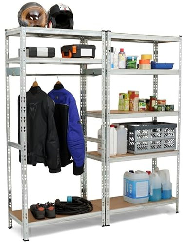 IDMarket - Lot de 2 étagères modulables Charges Lourdes en métal 8 Plateaux avec vestiaire
