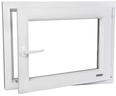 Premium Fenster auf VEKA Profile - Kunststofffenster Anthrazit BxH 1200x550 mm - Garagenfenster/Gartenhausfenster/Kellerfenster 120x55 cm 2-fach Verglast - Din Rechts - Funktion Dreh Kipp