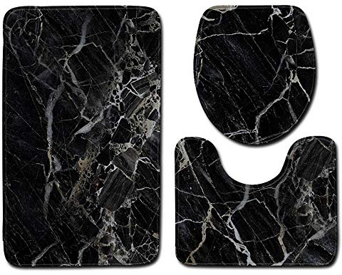 Badematten Set 3 teilig Badezimmer Set 3-teiliges Set Badvorleger Toilettenmatte,Toilettensitz Dreiteiliges waschbar,Badezimmerteppich Set,WC Garnitur rutschfest Teppich, Badematten Set (G, One Size)