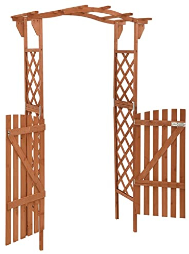 Gecheer Pergola mit Tor 116x40x204 cm, Rosenbogen für Garten und Outdoor, Massivholz Tanne und Kiefer