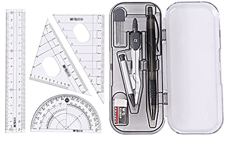 Mathematik-Set, Winkelmesser-Set, Mathematik-Geometrie-Set, 8-teilig, Set mit Geometrie-Winkelmesser, Zirkel, mathematische Zeichenwerkzeuge, Radiergummi, Lineal, Studenten, Schulbedarf, Schreibwaren,