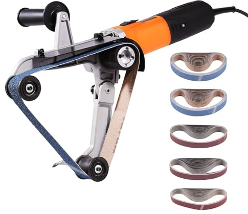 VEVOR Levigatrice Lucidatrice per Tubi, Levigatrice a Nastro per Tubi da 1300 W con 6 velocità Variabili 1100-3200 Giri/min, Levigatrice a Nastro Professionale con 50 Nastri Abrasivi per la Brunitura