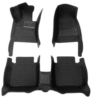 SANSHAOS Nach Maß Leder Fußmatten Auto für Mercedes Benz GLE W166 GLE 300d 320 400 350d 450 4MATIC 2015-2019, Wasserdichte rutschfeste Automatten Autoteppich Auto Deko, Schwarz, Kohle, Leder