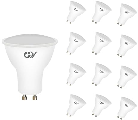 GY 12 Bombillas LED GU10 8W 660LM, 2700K Blanco Calido, 110° Ángulo de haz, No regulable, Esmerilada, 50mm Bombilla GU10 LED No Parpadean Iluminacion Potente, Para Iluminación Empotrable Techo