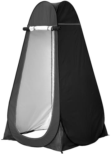 JEAWIWI Camping Duschzelt, Outdoor Pop Up Wickelzelt, Tragbares Badezimmer Toilettenzelt Sichtschutz Zelt mit Tragbarer Tasche für Camping, Strand, Wandern, Reisen, Schwarz