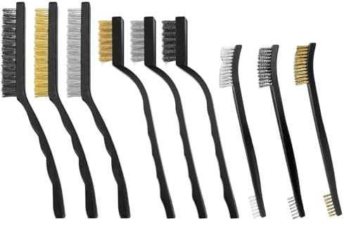 MOAZIFI 9 Stück Messingbürste Set, Kleine Drahtbürste, Drahtbürste, Messingdraht, Messing, Kupfer, Kleine Drahtbürste, Voll Twist Knotted