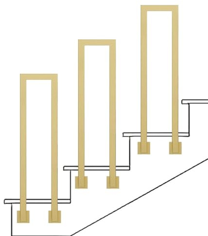 Drsyffsup Handrail for Stairs, Gold Square Pipe Banister Guardrail, Metal Wrought Iron Stair Railing for Indoor Steps, Terrace Decking Balustrade for Indoor Outdoor(90cm(2.9ft))