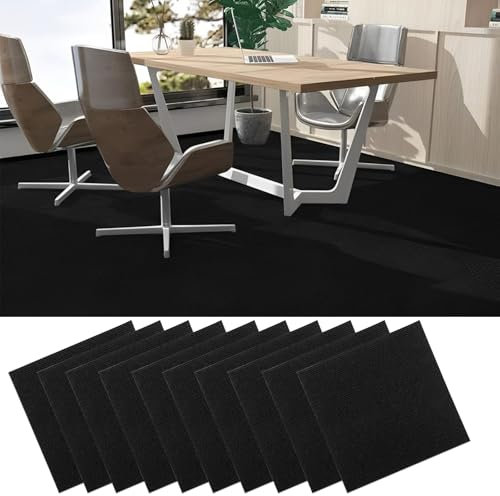 GBACHOOSE 30 azulejos para moqueta, 30 x 30 cm, autoadhesivos, para oficina, salón, balcón (negro)