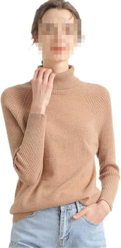 Pull à col roulé en Laine mérinos et Cachemire pour Femme, Kaki, L