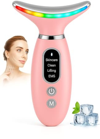 Masajeador Facial Radiofrecuencia Eléctrico Antiarrugas - Aparato Facial 45°C y Tecnologia EMS, Reductor de Papada, Lifting Facial, Terapia LED 3 Colores - Maquina de Belleza y Skincare