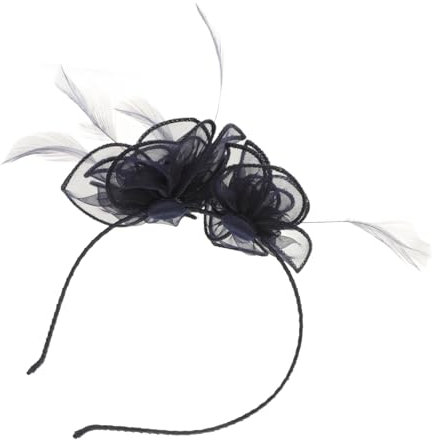 Holibanna Dunkelblaues Fascinator Stirnband Mit Doppelter Blume Und Netz Für Damen Accessoire Für Teeparty Hochzeit Und Besondere Anlässe