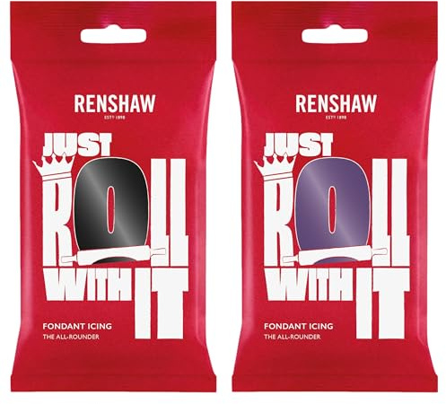 Renshaw Just Roll With It Fondant Icing Bundle - Jet Black, 250 g & Deep Purple, 250 g
