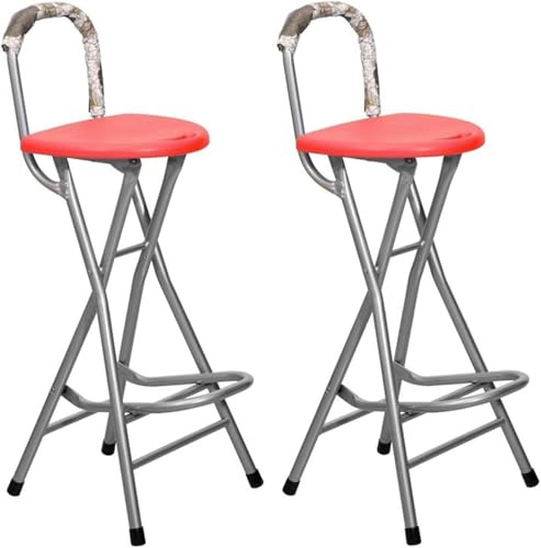 DZYHFCO Set di 2 sgabelli da bar per la colazione, in plastica leggera, pieghevoli, colore rosso