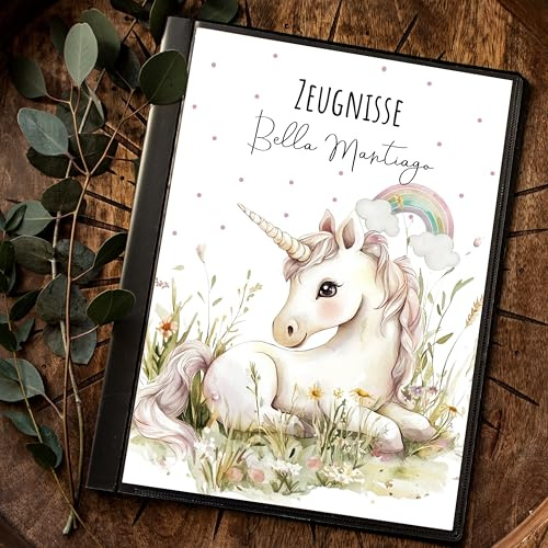 ilka parey Zeugnismappe 20er A4 Einhorn unicorn personalisierbar Schulanfang Schulanfänger Einschulung Wunschname Name zm79