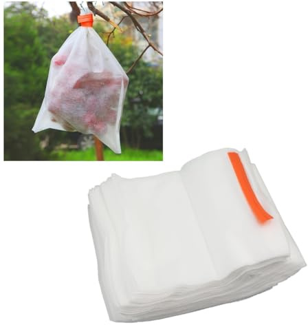 Confezione da 200 sacchetti di protezione per frutta per piante da giardino, sacchetti in rete con coulisse per uva, mele, pesche, pere, cachi, arance, controllo dei parassiti degli uccelli
