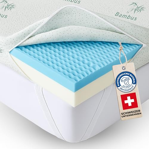Welldora Premium Topper 80x200cm – ideal für unbequeme Matratze, Schlafsofa & Boxspringbett, wendbar mit 2 Härten, orthopädischer 5-Zonen-Matratzentopper, Oeko-TEX, Bambus & fachärztlich geprüft