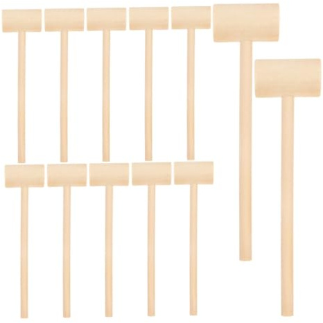 ERINGOGO 24pcs Mini Wooden Mallets Small Hammer for Cracking Chocolate DIY Craft Projects Party Games Lightweight Solid Wood for Childrens Hands