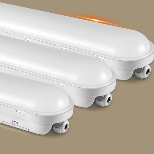 buling 3 Stück Feuchtraumleuchte LED 60CM, 18W 2250LM Röhre Lampe, Verknüpfbar Wannenleuchte IP65 Wasserfest Leuchtstoffröhre Leuchte für Büro Keller Garage, Neutralweiß 4000K