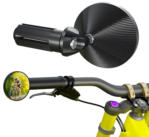 EFEALL Bike Mirrors, 2-Pack Aluminum Alloy Bar End Mirrors with HD Glass Lens, 360° Adjustable Safe & Durable Bicycle Handlebar Mount, Fits 0.67-0.83 in/17-21mm Bars for MTB, Road, E-Bike