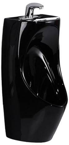 Orinatoio in ceramica a parete, orinatoio ad alta efficienza con scarico, lavabo e rubinetto sensore, orinatoi for uomini a prova di perdite Orinatoio sanitario(Svart,Wall Drainage)