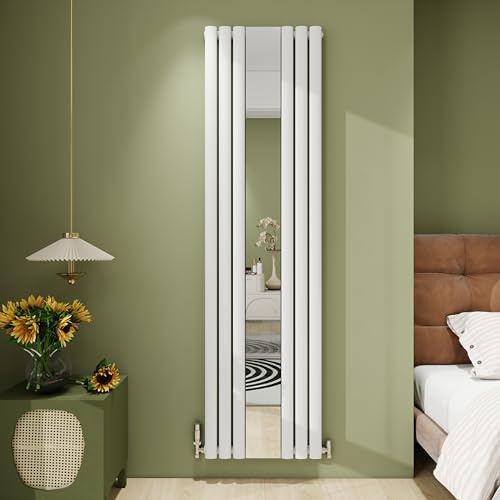 Biubiubath 1800x499mm Vertical Modern Mirror Radiator White Oval Column Designer Central Heating Radiator