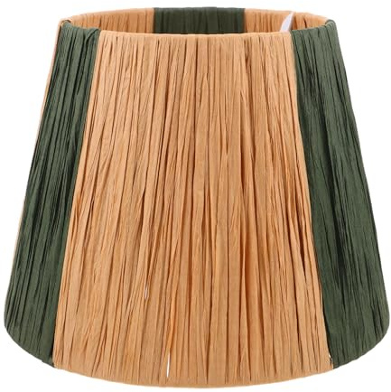 Uonlytech Pantalla de Lámpara Tejida a Mano de Estilo Bohemio de Rafia Natural, Pantalla Colgante Rústica para Lámpara de Techo y Mesa, Tamaño 20 X 15 X 13 Cm, Cubierta Decorativa
