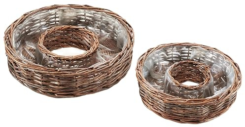 Kobolo Pflanzring zum Bepflanzen 2er Set geflochtener Weidenring Braun