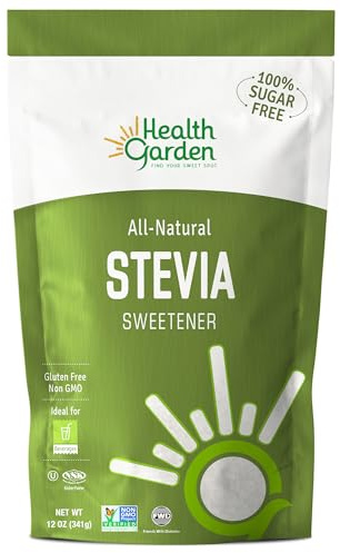 Health Garden Stevia Sweetener Powder - All Natural - Kosher - Gluten and Sugar Free - Keto Friendly (12 oz)