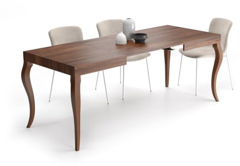 MOBILI FIVER, Classico, Ausziehbarer Esstisch, 120(200) x80 cm, Nussbaum Canaletto, Made In Italy