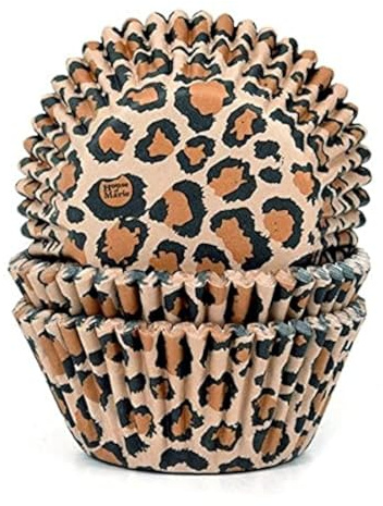 House of Marie 50 moldes de papel para magdalenas, diseño de leopardo