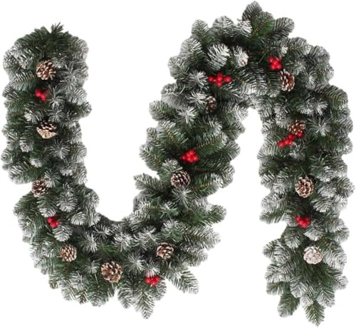 BAKAJI Ghirlanda Natalizia Rami Albero di Natale con Pigne Lunghezza 270cm 200 Punte Super Folto Decorazioni Natalizie Camino Muro Ringhera Arco Porta Ingresso Casa