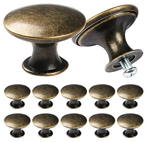 TsunNee 24PCS Vintage Cabinet Knobs, Chic Drawer Knobs, Antique Bronze Kitchen Cupboard Handles, 30mm Round Furniture Door Knobs
