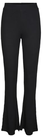 NOISY MAY Pantalon évasé Femme avec Taille élastique et Jambe évasée, Couleurs:Noir, Taille:S